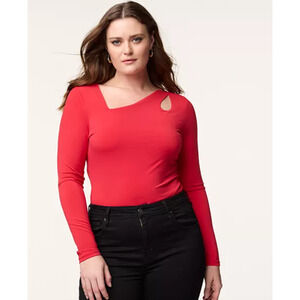 INTEMPO Long Sleeve Cutout Bodysuit Women  Size XXL (20) Red  NWT